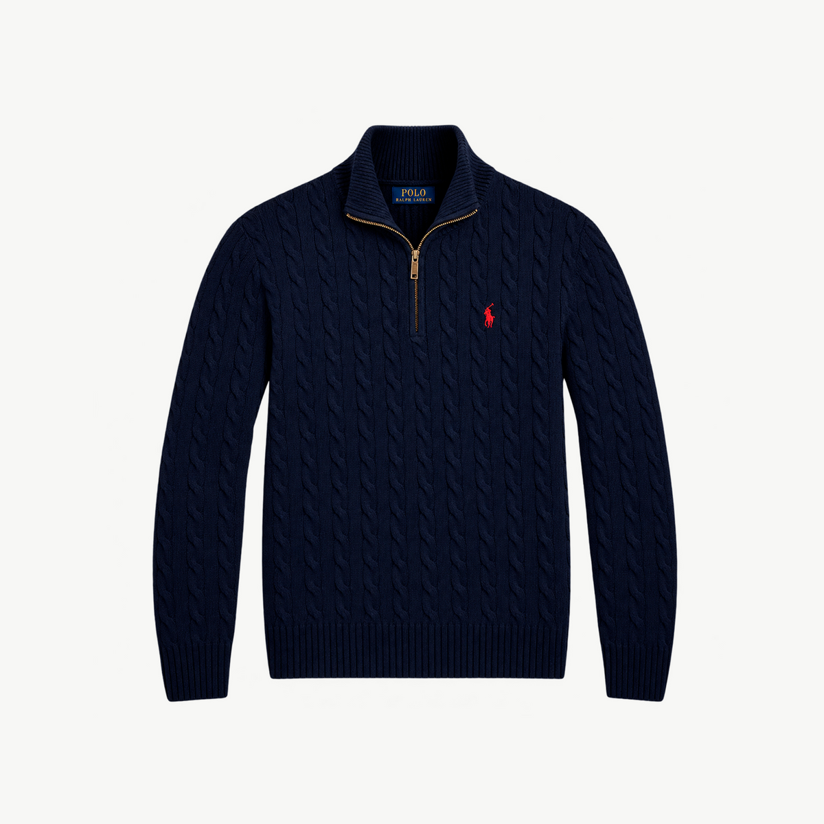 Suéter Trenzado con Cierre 1/4 Polo